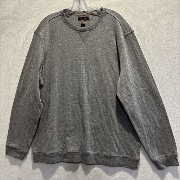 Tasso Elba Men's Long Sleeve Striped Pullover Sweatshirt Suede Elbows Grey XL - Picture 4 of 11